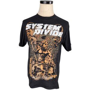 System Divide Band T-Shirt Black Medium 100% Cotton Graphic Tee Idolotry Design